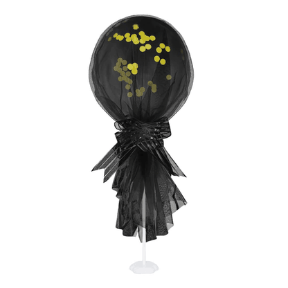 Léggömb fekete arany konfettivel 30cm