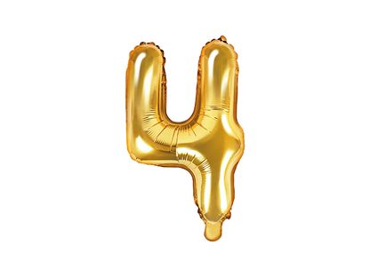 Mini fóliový balón číslo 4 zlatý 35cm