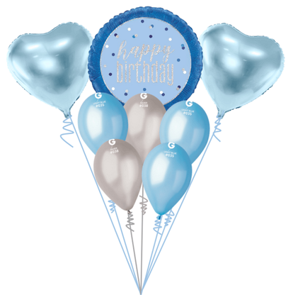 Léggömbcsokor születésnapra kék 8db