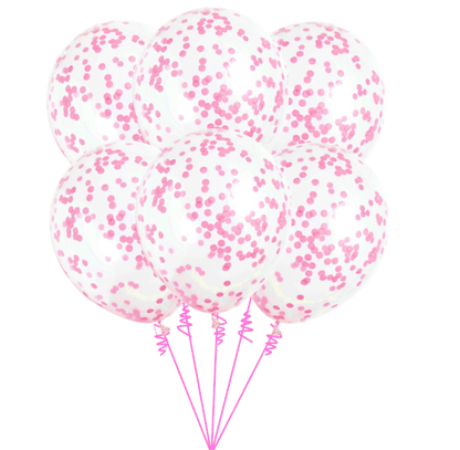 Léggömbcsokor konfettis rózsaszín 6db