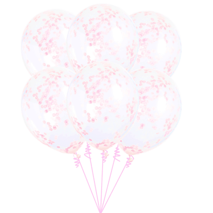 Léggömbcsokor konfettis világos rózsaszín 6db