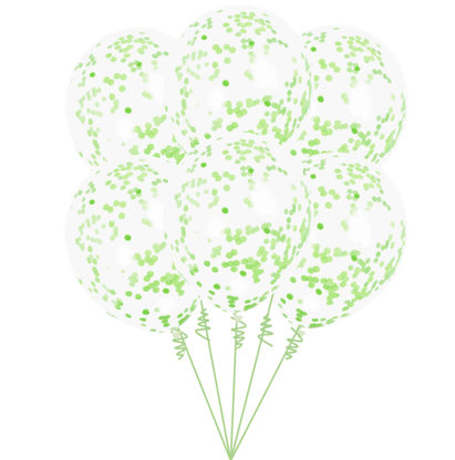 Léggömbcsokor konfettis zöld 6db