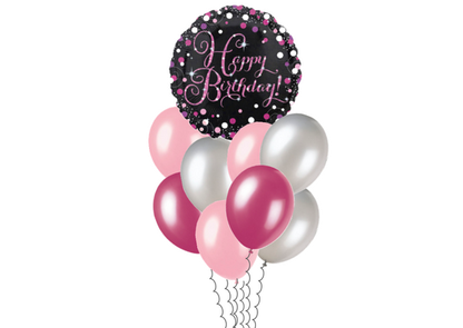 Léggömbcsokor születésnapi Pink Diamonds  9db