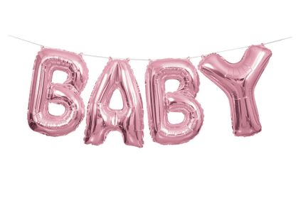 Léggömb banner Baby rózsaszín 35cm