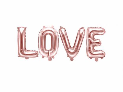 Léggömb banner Love rózsaszín arany 140x35cm