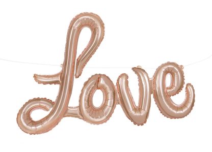 Léggömb banner Love rózsaszín-arany 274cm