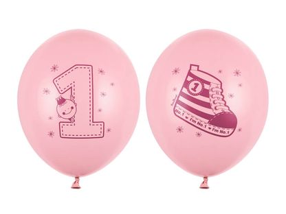 Léggömbök 1. születésnap Sneaker rózsaszín 30cm 6db