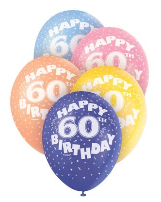 Léggömbök 60. születésnap Happy Birthday 30cm 5db