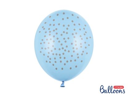 Léggömbök Dots baby blue 30cm 6db