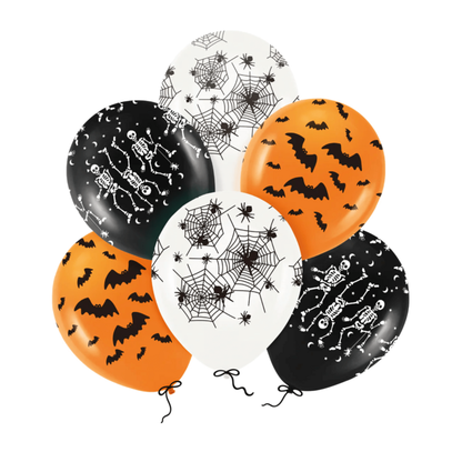 Léggömbök Halloween narancssárga-fekete mix 30cm 6db