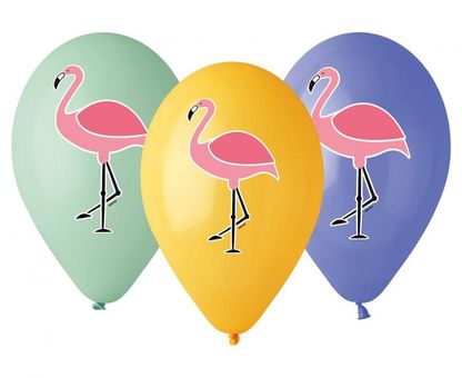Léggömbök Flamingók színes mix 30cm 5db