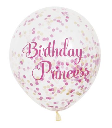 Léggömbök konfettivel Birthday Princess 30cm 6db