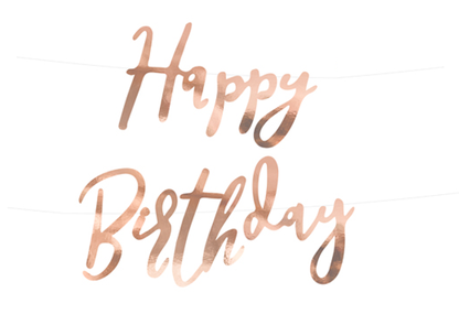 Betűfüzér Happy Birthday rózsaszín arany 62cm