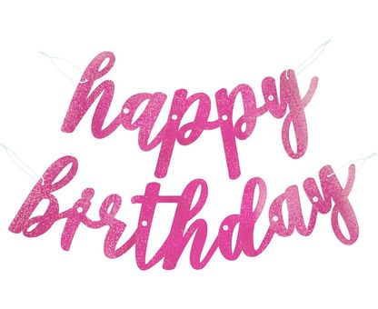 Betűfüzér Happy Birthday rózsaszín 83cm