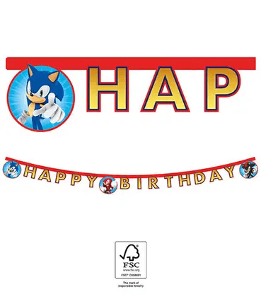 Betűfüzér Sonic Happy Birthday 230cm