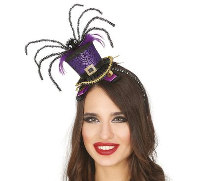 Hajpánt mini kalap lila-fekete pókkal