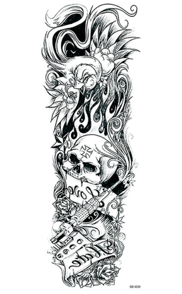 Ideiglenes tetoválás Koponya injekcióstűvel 46x17cm