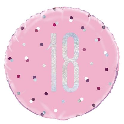 Fólia léggömb 18 Birthday rózsaszín 45cm