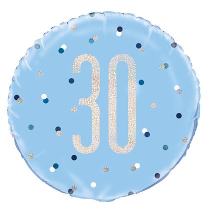 Fólia léggömb 30 Birthday kék 45cm