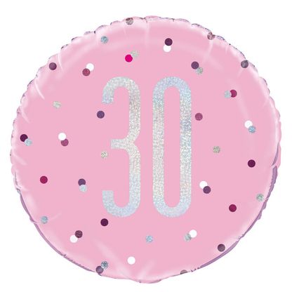 Fólia léggömb 30 Birthday rózsaszín 45cm