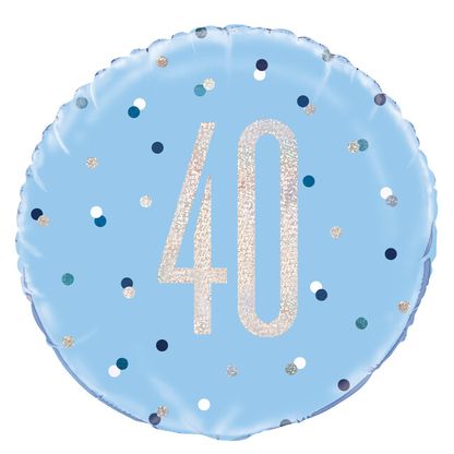 Fólia léggömb 40 Birthday kék 45cm