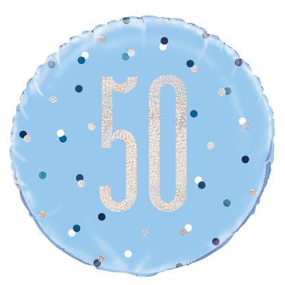 Fólia léggömb 50 Birthday kék 45cm