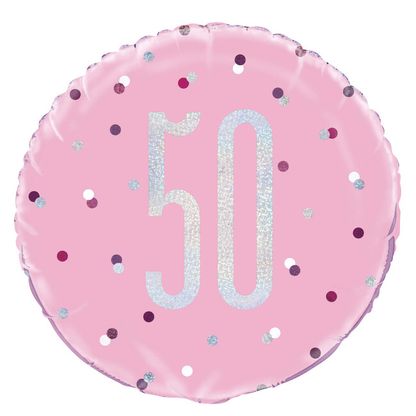 Fólia léggömb 50 Birthday rózsaszín 45cm
