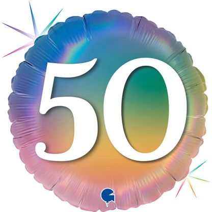 Fólia léggömb 50. születésnap szivárvány 46cm