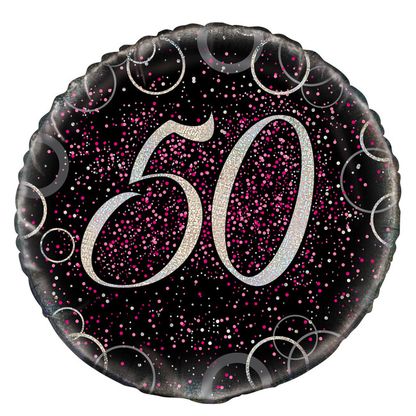 Fólia léggömb 50 rózsaszín Birthday Prism 45cm