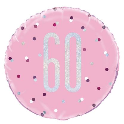 Fólia léggömb 60 Birthday rózsaszín 45cm