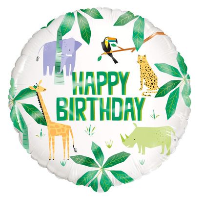 Fólia léggömb Afrikai állatok Happy Birthday 45cm