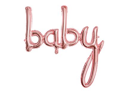 Léggömb banner Baby rózsaszín arany