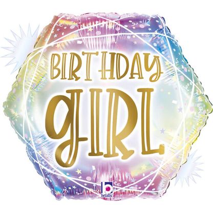 Fólia léggömb Birthday Girl pasztell 45cm