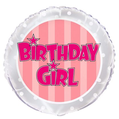 Fólia léggömb Birthday Girl Pink Striped 45cm