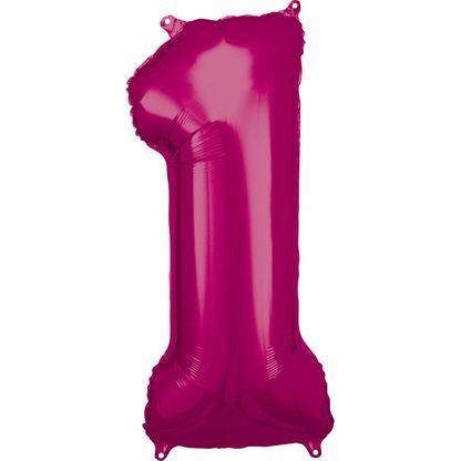 Fólia léggömb szám 1 rózsaszín 86cm