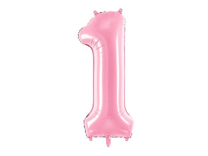 Fólia léggömb Szám 1 világos rózsaszín 86cm