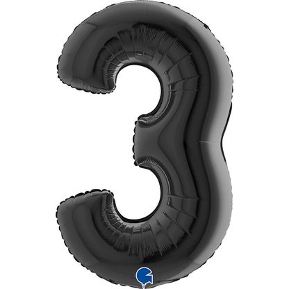 Fólia ballon száma 3 fekete 102cm