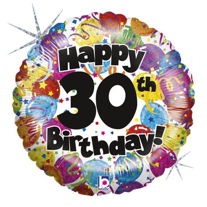 Fólia léggömb Happy 30th Birthday 46cm