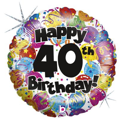 Fólia léggömb Happy 40th Birthday 46cm