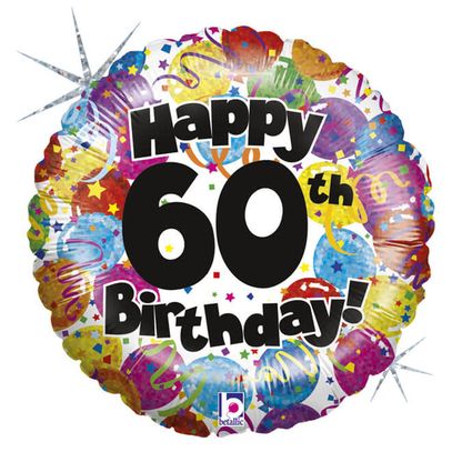 Fólia léggömb Happy 60th Birthday 46cm