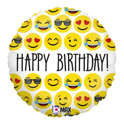 Fólia léggömb Happy Birthday Emoji 45cm