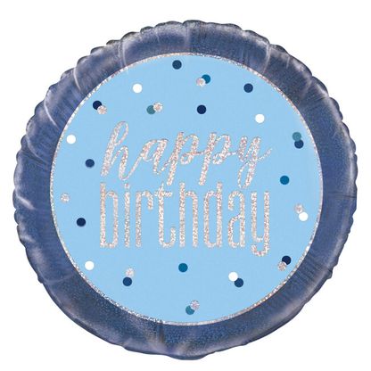 Fólia léggömb Happy Birthday kék 45cm