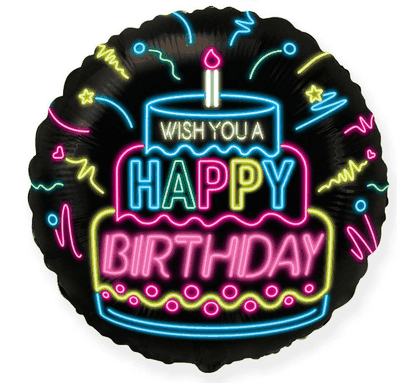 Fólia léggömb Happy Birthday Neon 45cm