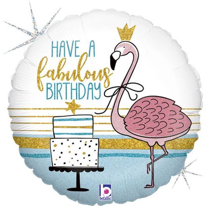 Fólia léggömb Happy Birthday Flamingó 46cm