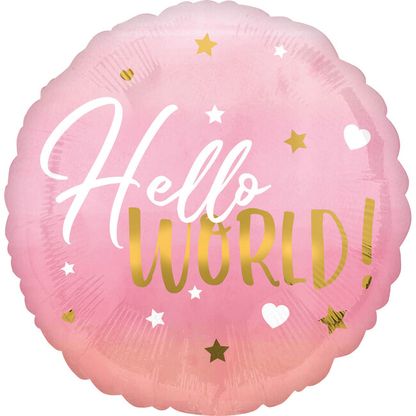 Fólia léggömb Hello World rózsaszín 45cm