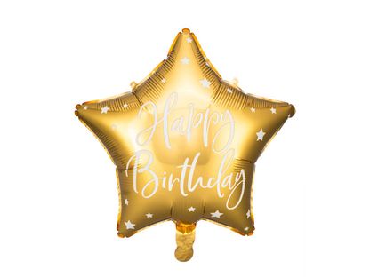 Fólia léggömb Csillag Happy Birthday arany 40cm