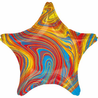 Fólia léggömb csillag színes márvány 45cm