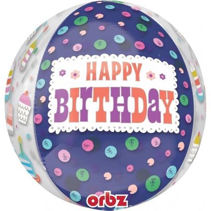 Fólia léggömb orbz Happy Birthday Cakes 40cm