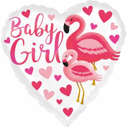 Fólia léggömb Baby Girl Flamingó 45cm