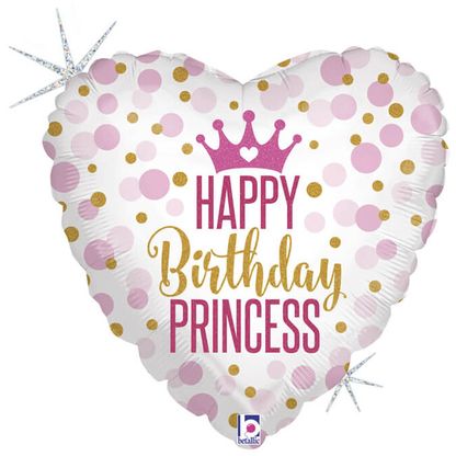 Fólia léggömb szív Happy Birthda Princess 46cm